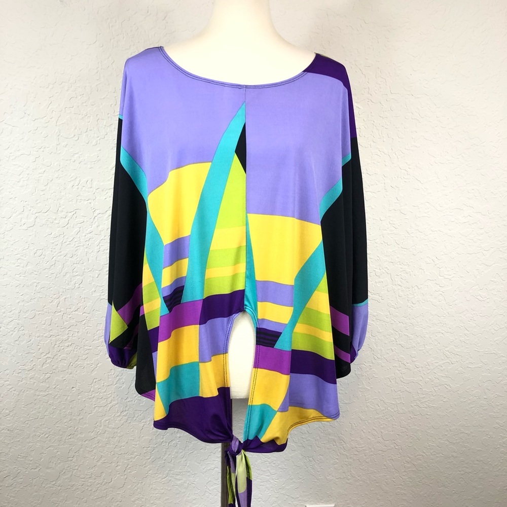 Annalee + Hope Purple/Green Sleeved Poncho Sz M